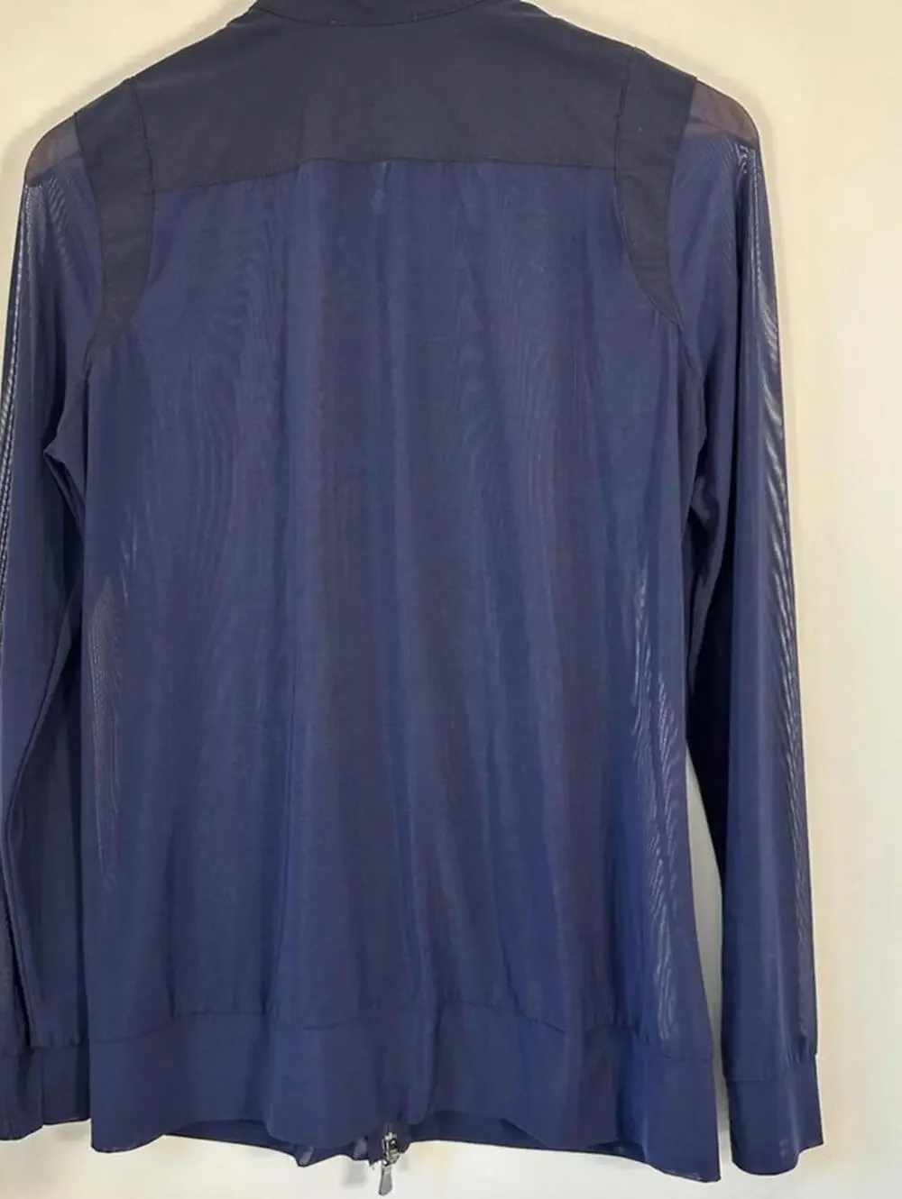 Anatomie Bailey Mesh Jacket S Navy Sheer Lightweight Travel Stretch Quiet Luxury